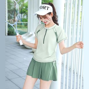微胖游泳装 泳衣女士分体保守韩国少女小清风学生运动专业训练大码