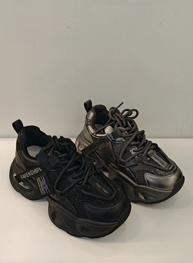 美拉女鞋19158-3网面老爹鞋显脚小百搭2025秋款休闲厚底增高运动