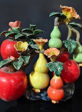 古玩杂项旧藏老瓷板画五福临门