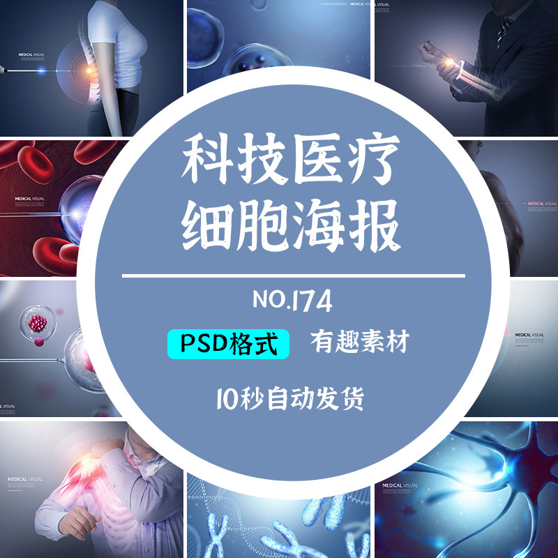 未来科技医疗dna细胞基因遗传组织关节广告宣传海报psd模板素材图