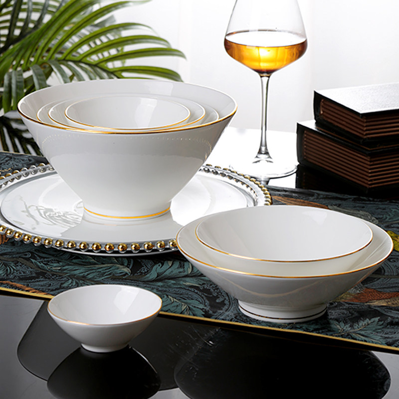 6.5英寸金边骨瓷斗笠汤碗骨瓷