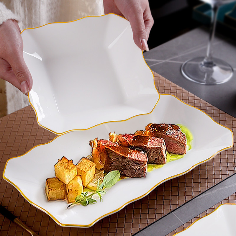 金边日式寿司盘长条盘炸鱼盘子蒸烤箱专用长方形陶瓷盘子西餐盘,餐饮具,盘,淘宝优惠券,粉丝福利购,淘宝优惠卷