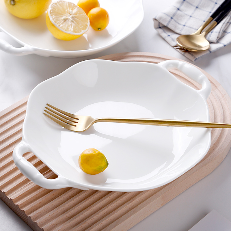 双耳骨瓷西餐盘高级感