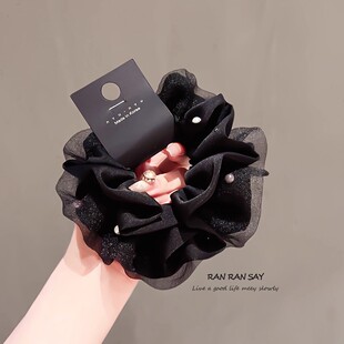 高级感柔纱珍珠大肠发圈女新款 洋气头花 扎头皮筋发绳发饰头绳时尚