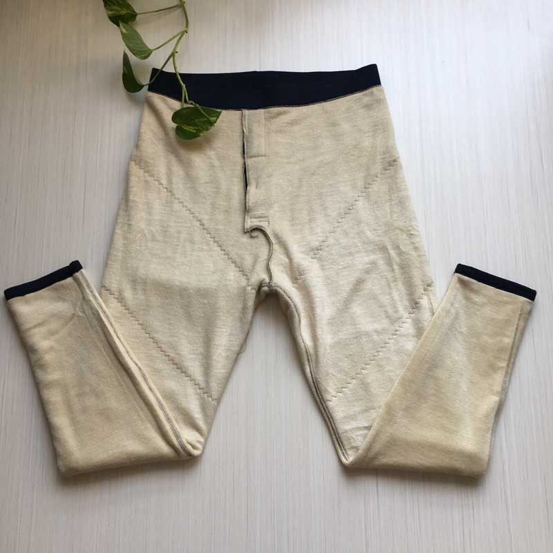 朗瑞男蚕丝裤深灰色中腰野蚕丝加厚德绒面料柞蚕丝柔软保暖裤三层