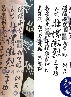 草本果汁满江红岳飞纹身贴