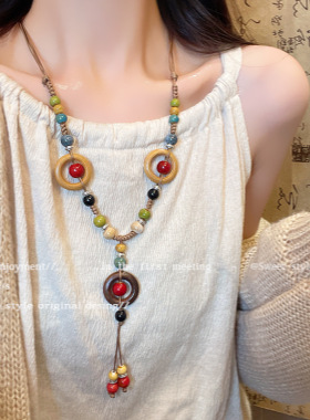 复古波西米亚风手工编绳项链女新中式民族风小众高级感禅意配饰品