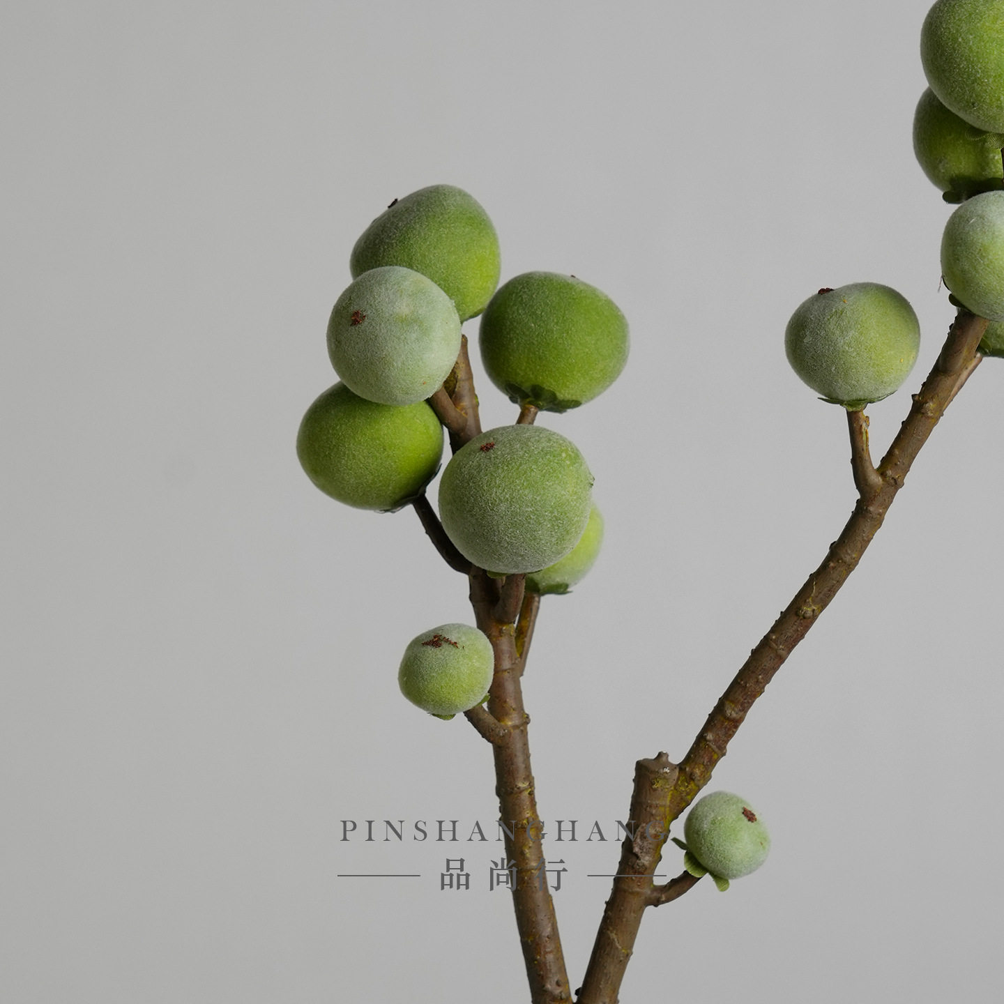 植毛无花果仿木枝干泡沫果实仿真果子花浆果家居现代装饰花束仿生