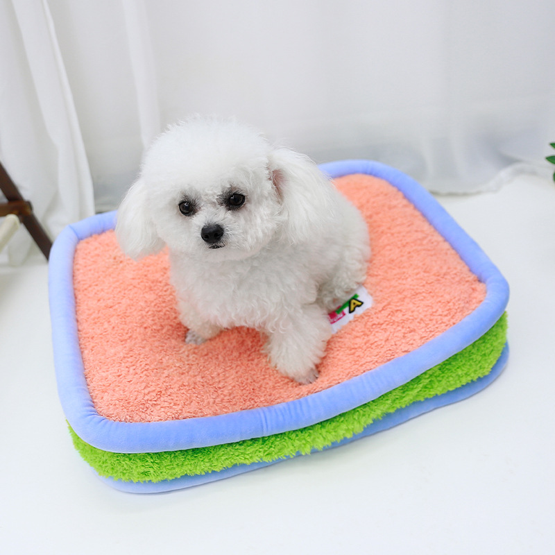 多巴胺撞色宠物睡垫加厚保暖可拆洗中小型犬猫深睡窝工厂
