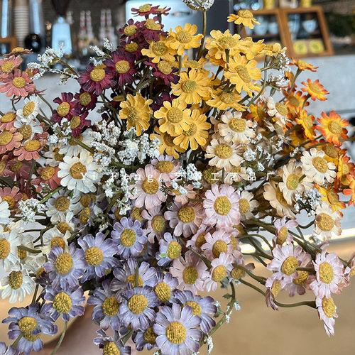 秋色洋甘菊满天星把束仿真小雏菊花束手捧花假花仿真花装饰花材
