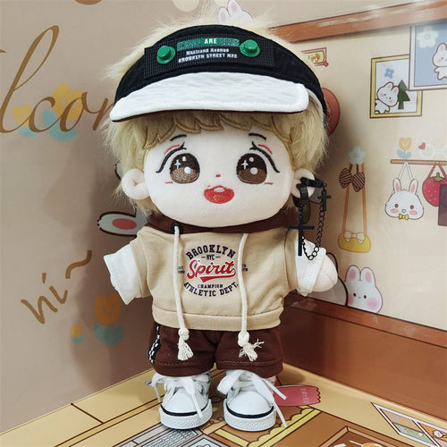 20CM边伯贤棉花娃娃衣服套装骨架韩国EXO明星公仔毛绒玩偶出生证