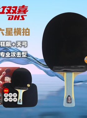 红双喜六星兵乓球拍H6002单拍六6星H6006直拍横拍R6002乒乓球拍