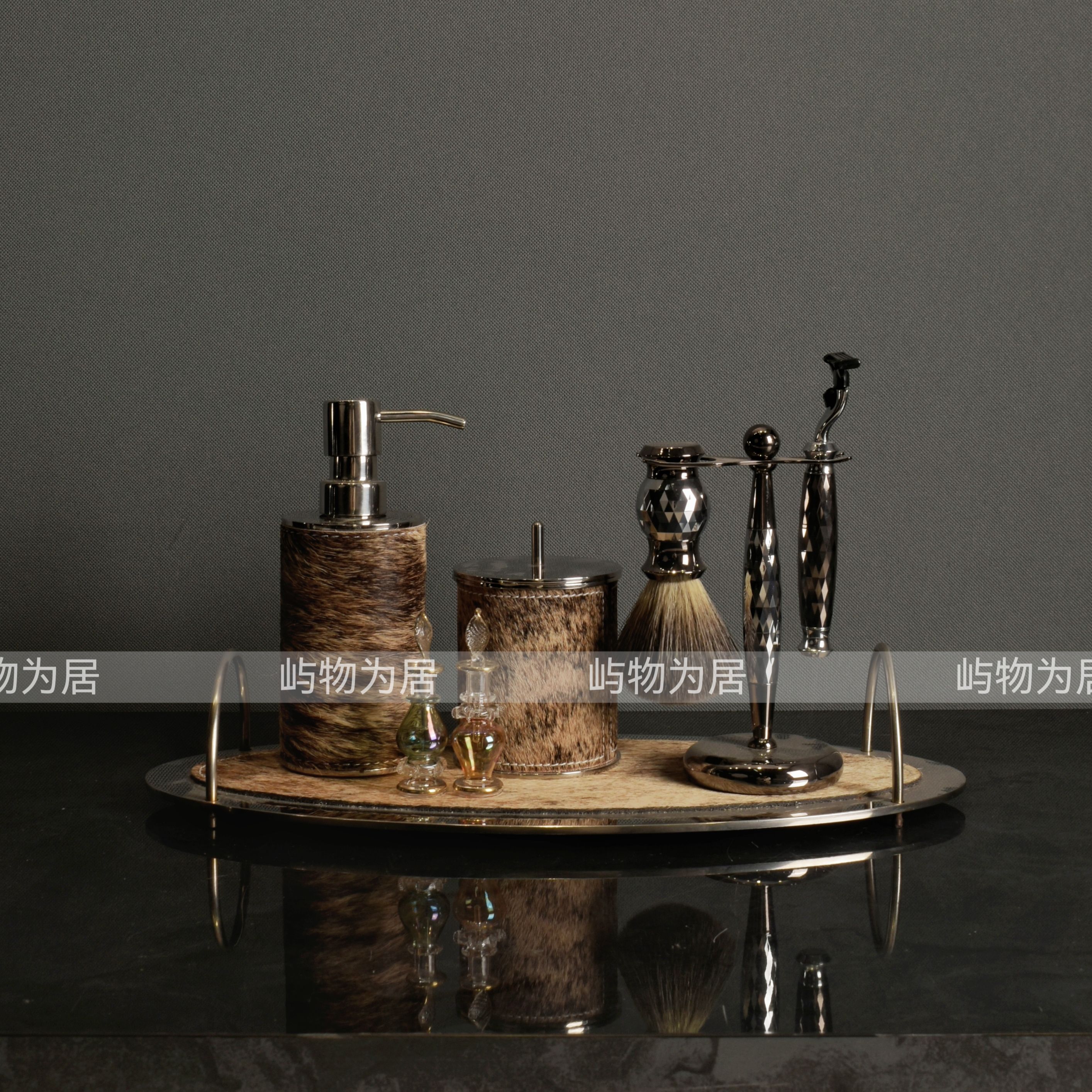 屿物为居 现代轻奢样板间售楼处马毛卫浴套装洗漱用品卫生间组合