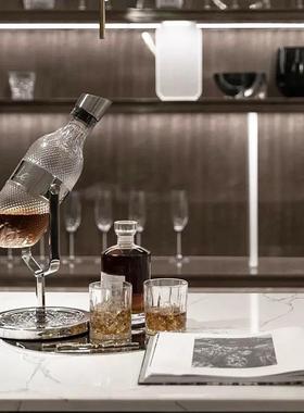 屿物为居 现代轻奢酒柜餐桌洽谈桌仿真洋酒道具摆件托盘酒具组合