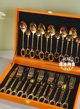 H标加厚不锈钢牛排刀叉勺子套装西餐刀叉餐具两件套叉子四件套装