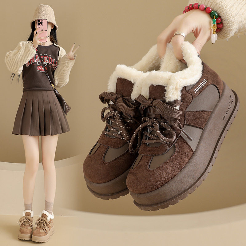 2025高帮鞋女冬季新款韩版ins女加绒休闲运动百搭板鞋街拍KT330,女鞋,棉鞋,淘宝优惠券,粉丝福利购,淘宝优惠卷