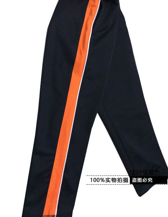 春夏藏青色宽条休闲裤女童直筒