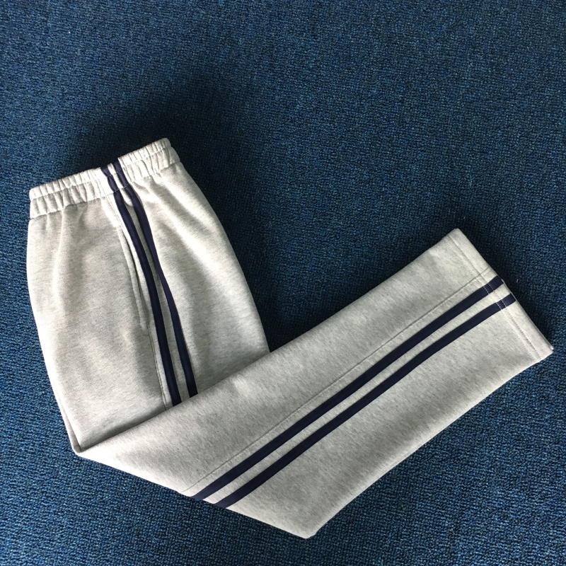 新款定制全棉浅灰藏青高腰运动裤