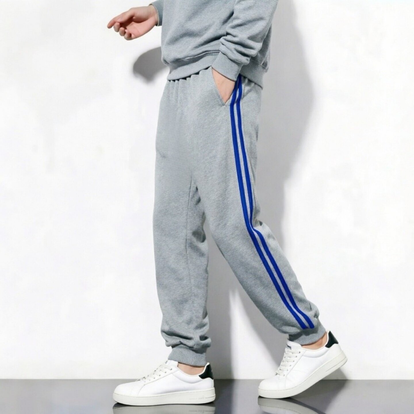 定制春夏全棉灰色校服裤二道
