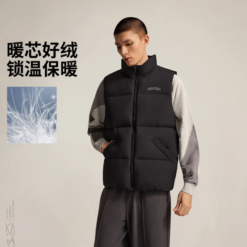 李宁韦德80%鹅绒防泼水羽绒马甲