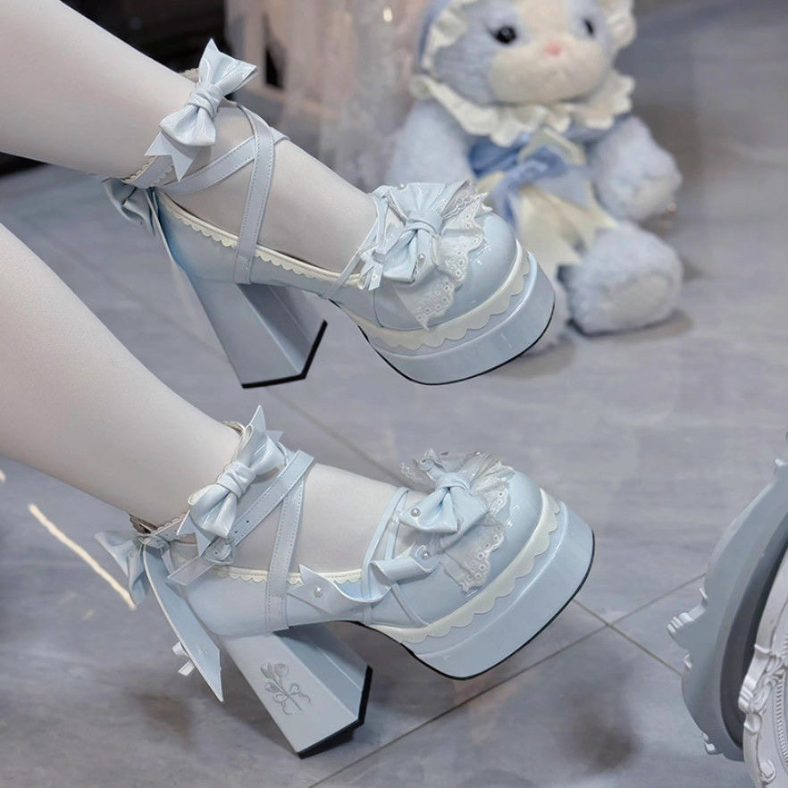 thumbnail for Lolita sweet lace heel platform Japanese original Lolita elegant cute Mary Jane shoes lo shoes