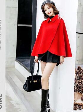 150cm短款外套呢子披肩155小个子过年战袍高级感女新中式毛呢斗篷