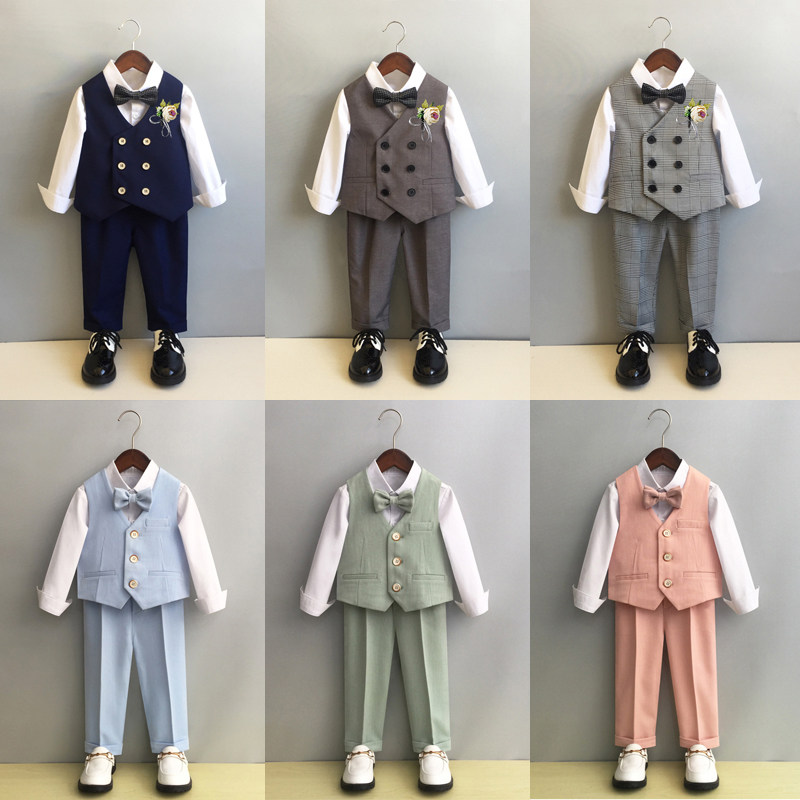 男童西装套装马甲休闲洋气礼服
