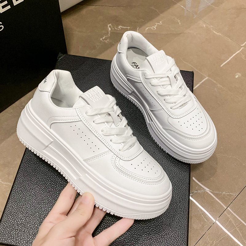 厚底小白鞋女秋冬新款百搭透气ins潮小众增高休闲运动老爹鞋2023