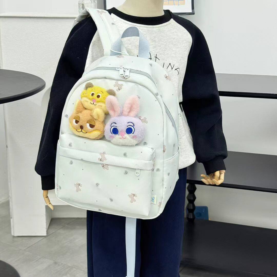 沐里沐气可爱卡通毛绒背包女孩春游学生小书包休闲轻便双肩包潮