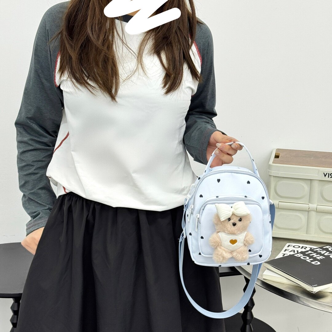 沐里沐气新款少女心爆棚迷你斜挎包学生小熊日系ins单肩包手机包