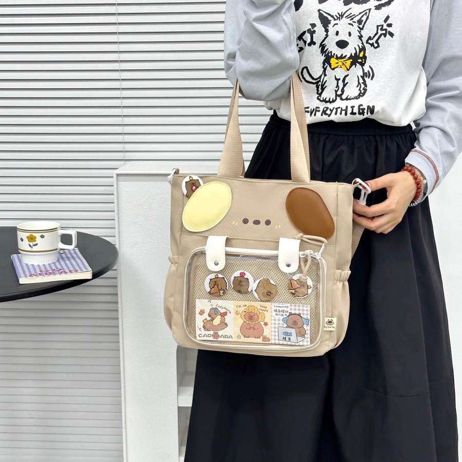 沐里沐气日系大容量痛包少女可爱托特包学生补习透明斜挎包单肩包