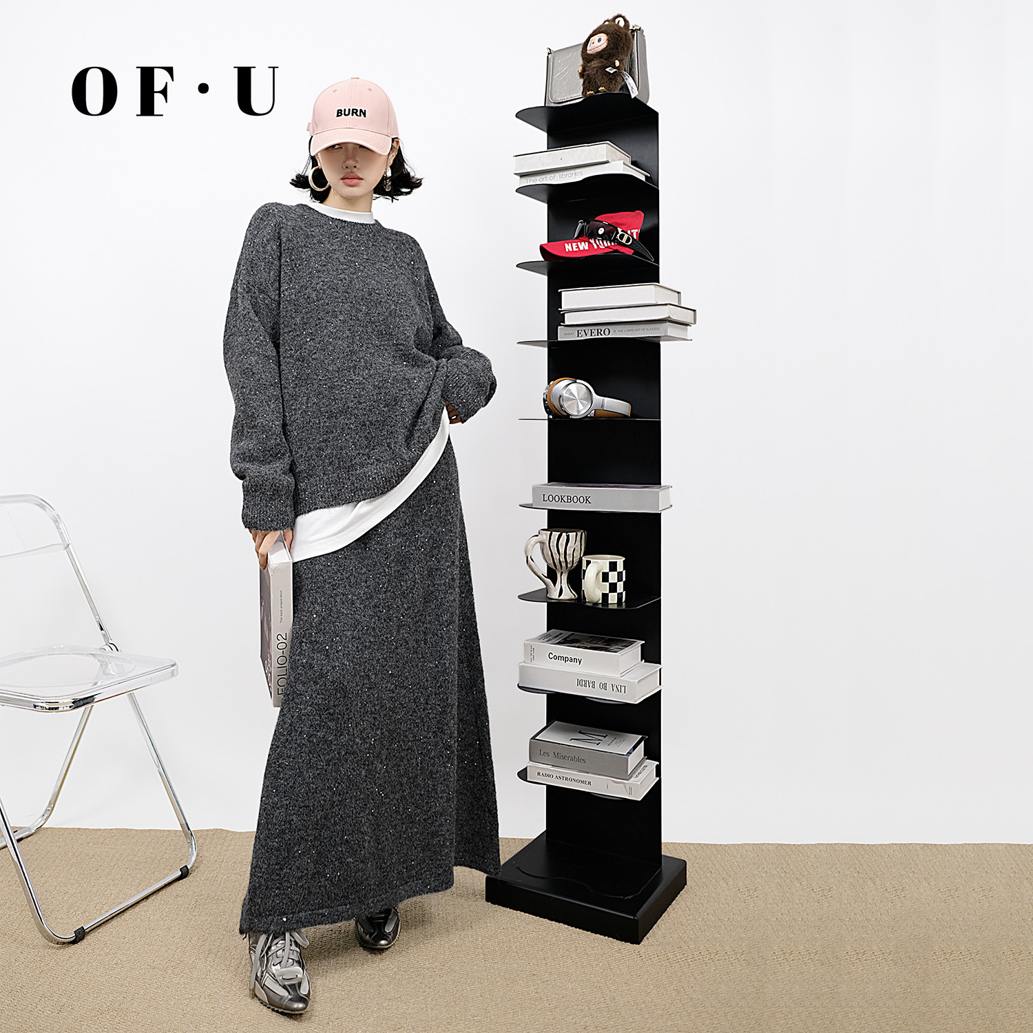 OF U高级感灰色亮片针织衫裙子套装女早春款软糯毛衣半身裙两件套,女装/女士精品,时尚套装,淘宝优惠券,粉丝福利购,淘宝优惠卷