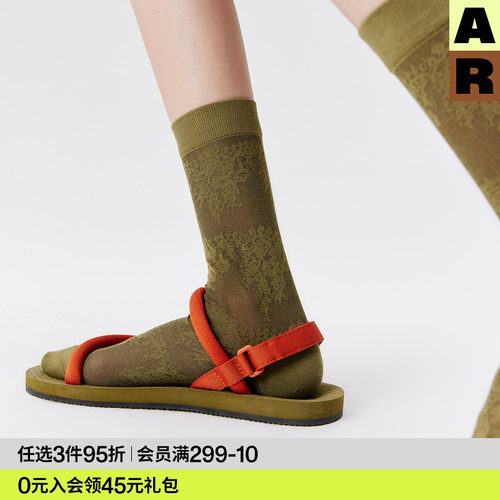 AR袜子女款春夏季薄款复古蕾丝中筒袜百搭美腿显瘦堆堆袜艺术生袜