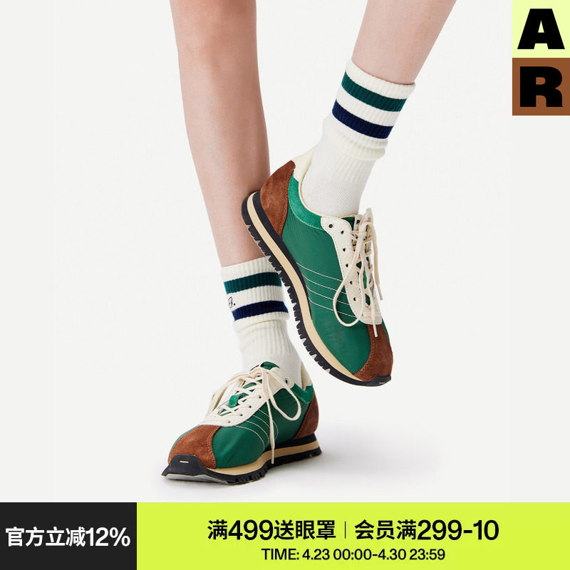 AR袜子女款春秋款复古双杠中筒袜堆堆袜显瘦百搭白色无骨袜情侣款