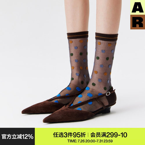 AR袜子女款中筒袜夏季薄款糖豆波点透气水晶袜玻璃卡丝袜艺术生袜