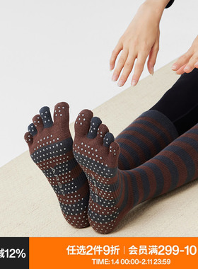 AR压力袜运动条纹五指袜子秋冬保暖不内称普拉提女健身小腿瑜伽袜