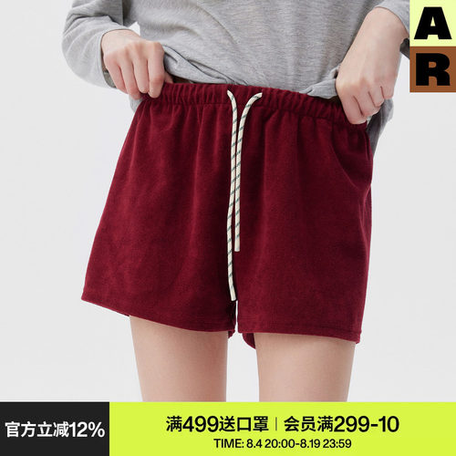 AR「softnotes」毛巾肌理运动短裤可外穿家居裤子女款夏季休闲裤