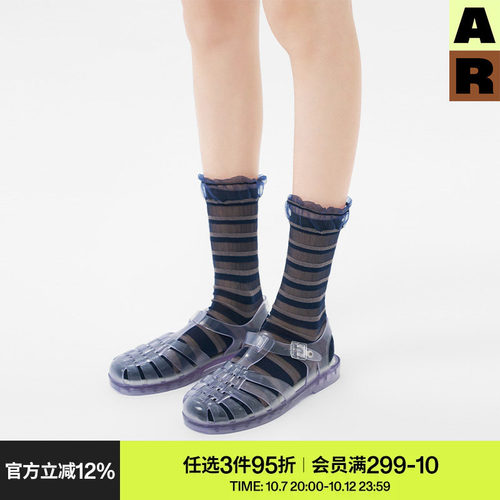 AR袜子女款中筒袜春夏季薄款透气卡丝袜花边玻璃水晶袜秋冬长筒袜