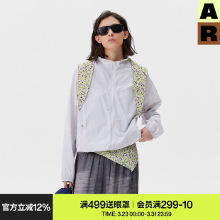 AR可拆卸花色三角兜帽原纱防晒衣运动轻量户外休闲外套UPF50 女