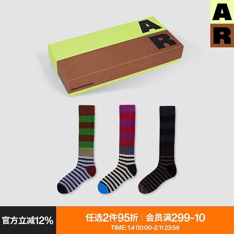 AlmondRocks条纹节奏小腿袜美腿显瘦长筒袜秋女搭靴子礼盒袜子,女士内衣/男士内衣/家居服,中筒袜,淘宝优惠券,粉丝福利购,淘宝优惠卷