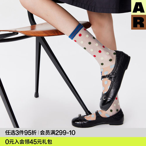 AR袜子女款中筒袜夏季薄款糖豆波点透气水晶袜玻璃卡丝袜艺术生袜