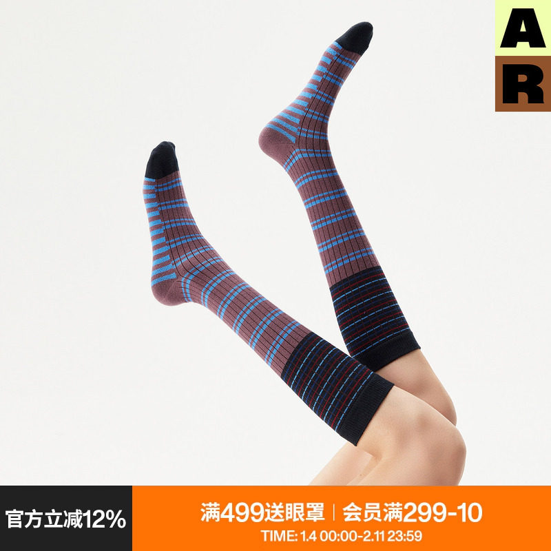 AR条纹小腿袜女秋冬保暖美腿高筒堆堆袜显瘦复古春秋长筒袜子四季,女士内衣/男士内衣/家居服,中筒袜,淘宝优惠券,粉丝福利购,淘宝优惠卷