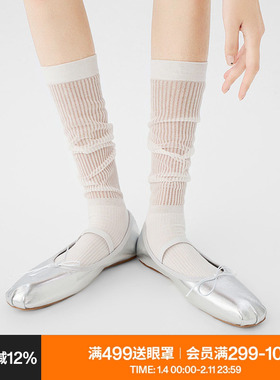 AR袜子女白色堆堆袜芭蕾风中筒袜miu系小腿袜夏季薄款百搭瑜伽袜