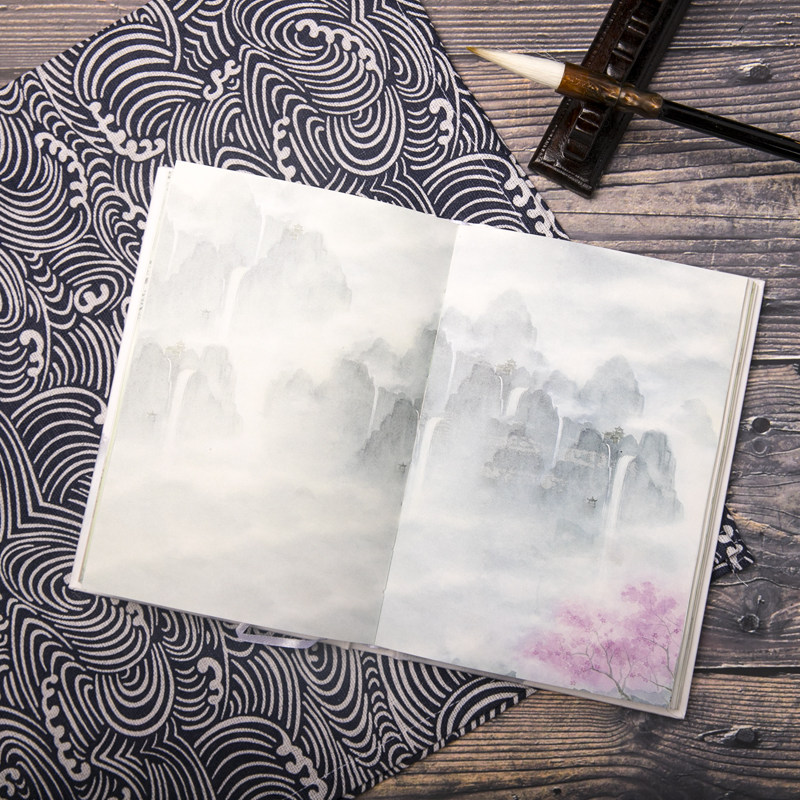 古风仙侠全彩手帐本创意中国风水墨画唯美手绘流苏轻文艺笔记本子