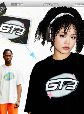 GTB/Ghettobro经典基础圆标260克重磅小领口印花短袖夏季情侣装