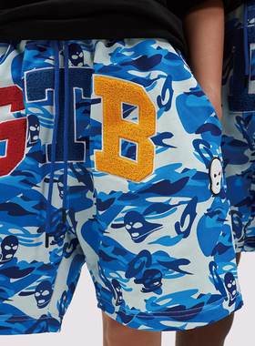 GTB/G-VIBE系列迷彩刺绣短裤头套橡胶徽章500克重磅纯棉宽松情侣