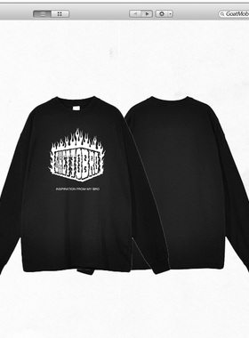 GTB/Ghettobro火焰经典款印花长T美式男女宽松运动情侣装长袖短袖