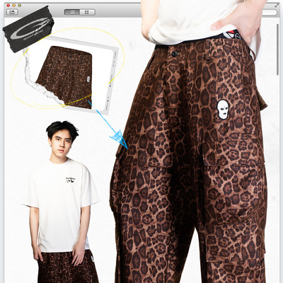 Opium风格豹纹Cargo情侣工装裤