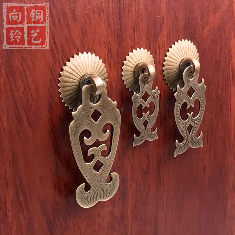 仿古家具铜配件古典衣柜抽屉拉手中式柜门把手纯黄铜把手橱柜装饰