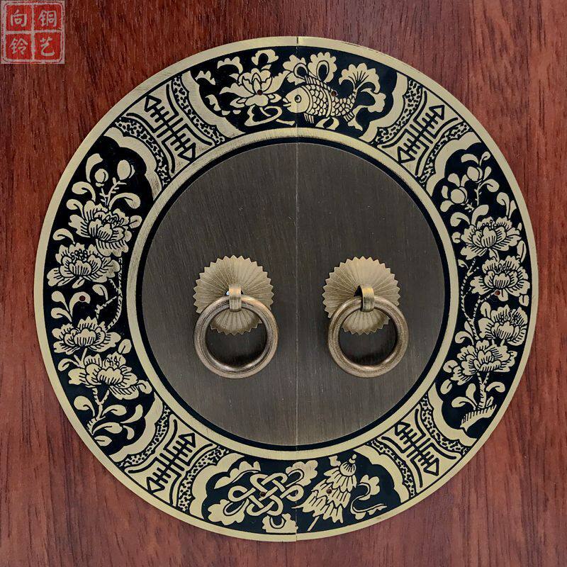 新中式仿古明清家具铜拉手古典书柜柜子橱柜衣柜纯铜柜门复古把手